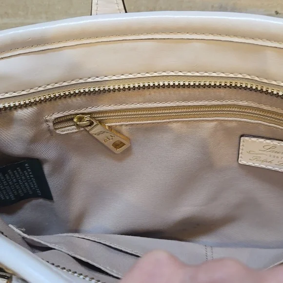 Lauren Ralph Lauren Vintage White/Tan Straw-like Shoulder Bag - Picture 12 of 16